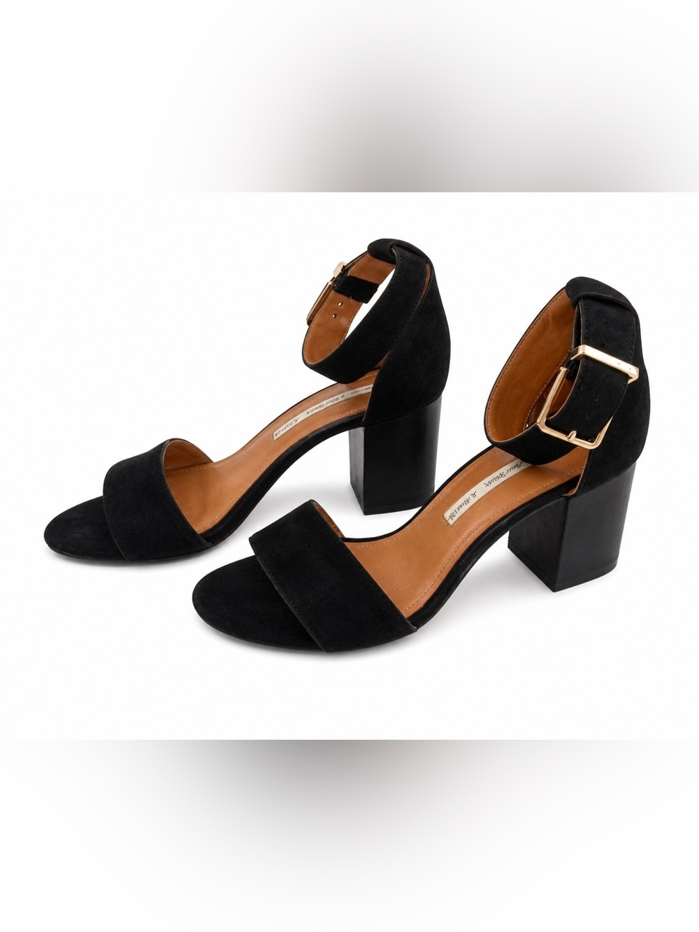 & OTHER STORIES BLACK SUEDE WOMEN SANDALS WITH BLOCK HEEL. SIZE-37, US 7.